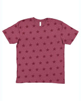 Code Five Unisex Star Print Tee. 3929 - Burgundy Star