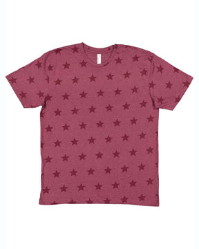 Code Five Unisex Star Print Tee. 3929 - Burgundy Star
