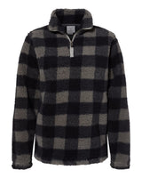 J. America Women’s Epic Sherpa Quarter-Zip Pullover. 8451 - Black/ Charcoal Buffalo