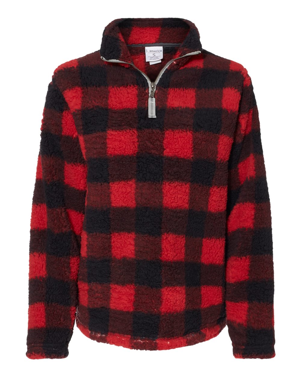 J. America Women’s Epic Sherpa Quarter-Zip Pullover. 8451 - Red/ Black Buffalo