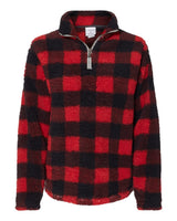 J. America Women’s Epic Sherpa Quarter-Zip Pullover. 8451 - Red/ Black Buffalo