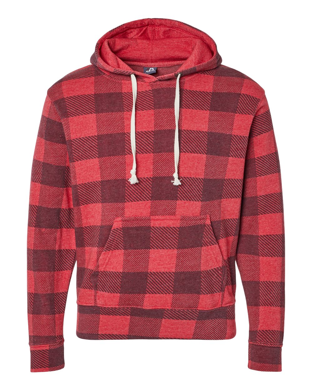 J. America Men's Triblend Fleece Hooded Sweatshirt. 8871 - Red Triblend Buffalo
