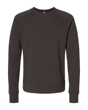 J. America Men's Ripple Fleece Raglan Crewneck Sweatshirt. 8707 - Black