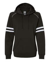 J. America Women's Varsity Fleece Piped Hooded Sweatshirt. 8645 - Black