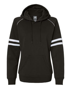 J. America Women's Varsity Fleece Piped Hooded Sweatshirt. 8645 - Black