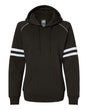 J. America Women's Varsity Fleece Piped Hooded Sweatshirt. 8645 - Black