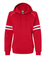 J. America Women's Varsity Fleece Piped Hooded Sweatshirt. 8645 - Red