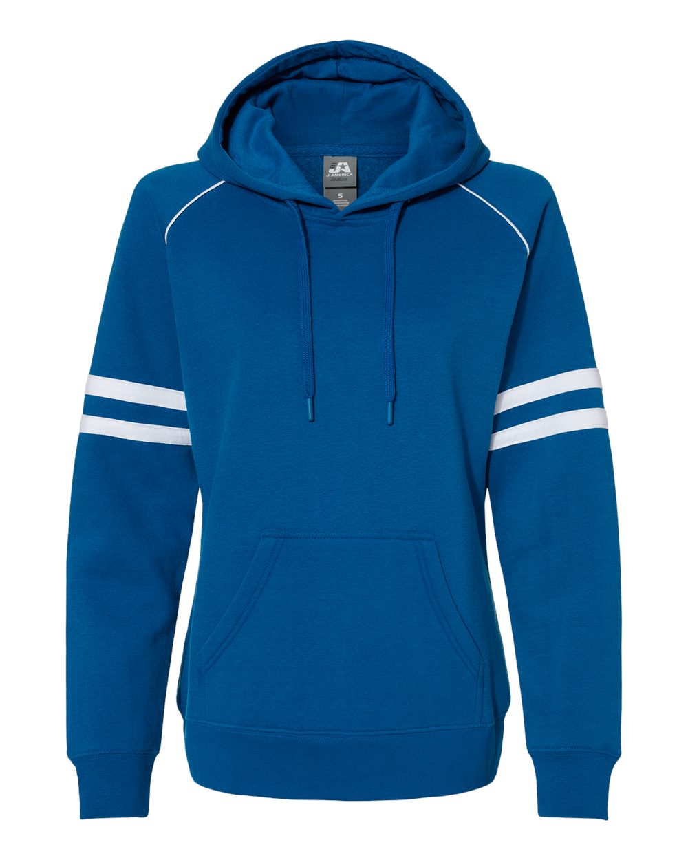 J. America Women's Varsity Fleece Piped Hooded Sweatshirt. 8645 - Royal