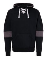 J. America Men's Sport Lace Colorblocked Fleece Hooded Sweatshirt. 8832 - Black