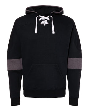J. America Men's Sport Lace Colorblocked Fleece Hooded Sweatshirt. 8832 - Black