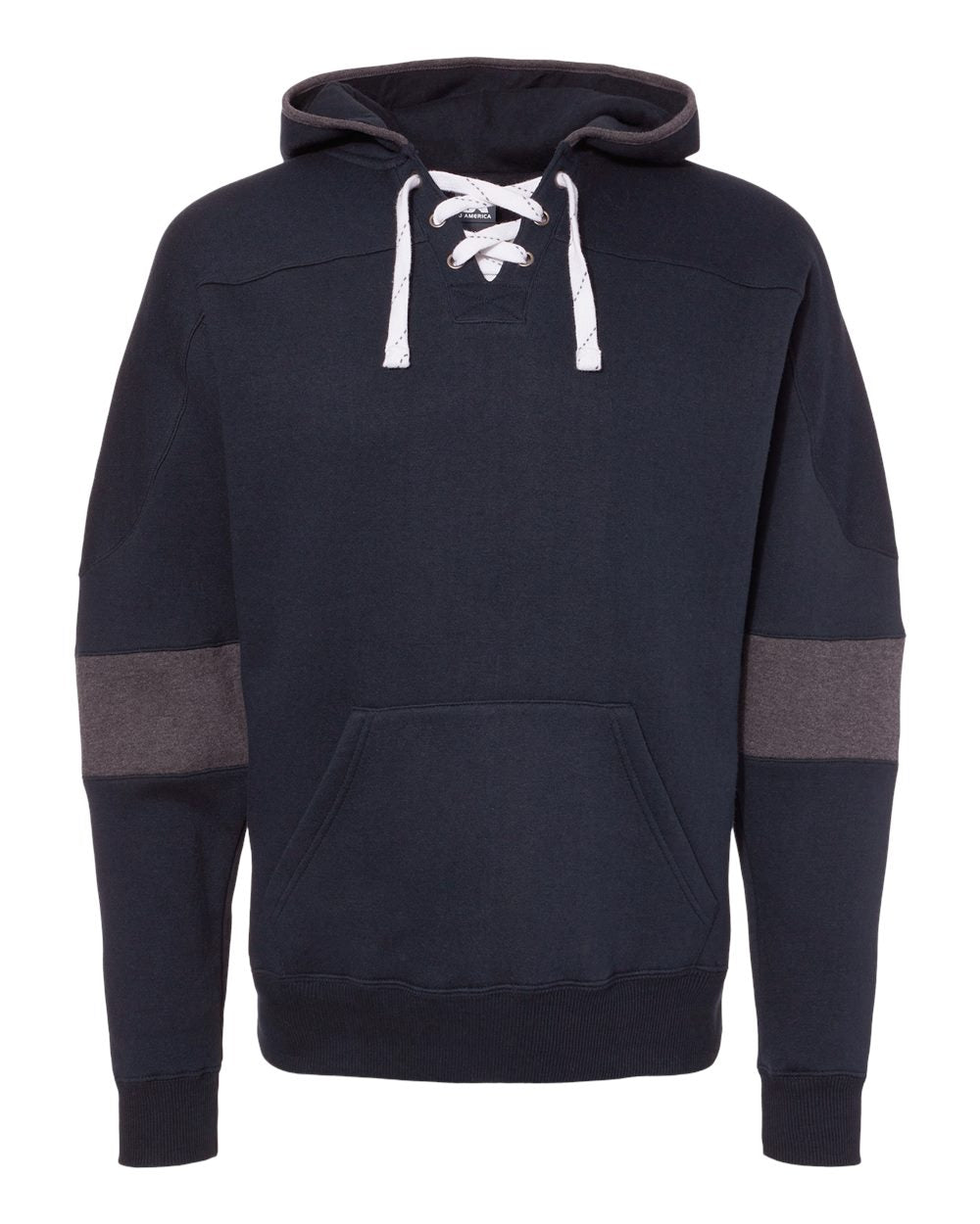 J. America Men's Sport Lace Colorblocked Fleece Hooded Sweatshirt. 8832 - Navy
