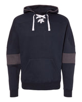 J. America Men's Sport Lace Colorblocked Fleece Hooded Sweatshirt. 8832 - Navy