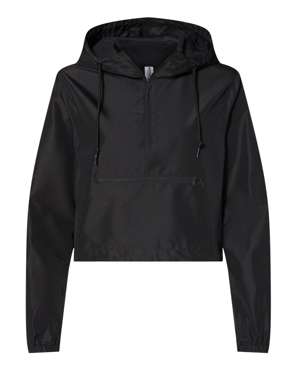 Independent Trading Co. Women's Lightweight Quarter-Zip Pullover Crop Windbreaker. EXP64CRP - Black