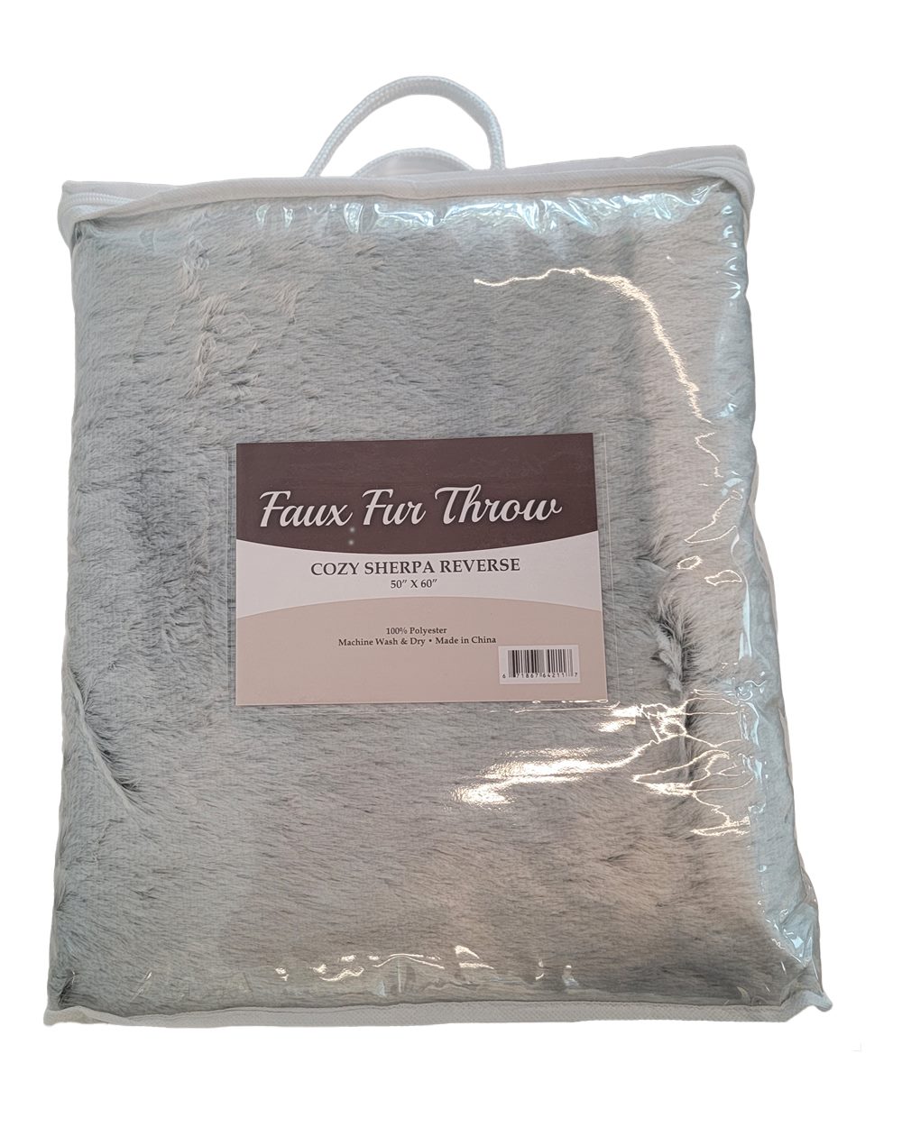 Alpine Fleece Faux Fur Throw Blanket. 8730 - Grey