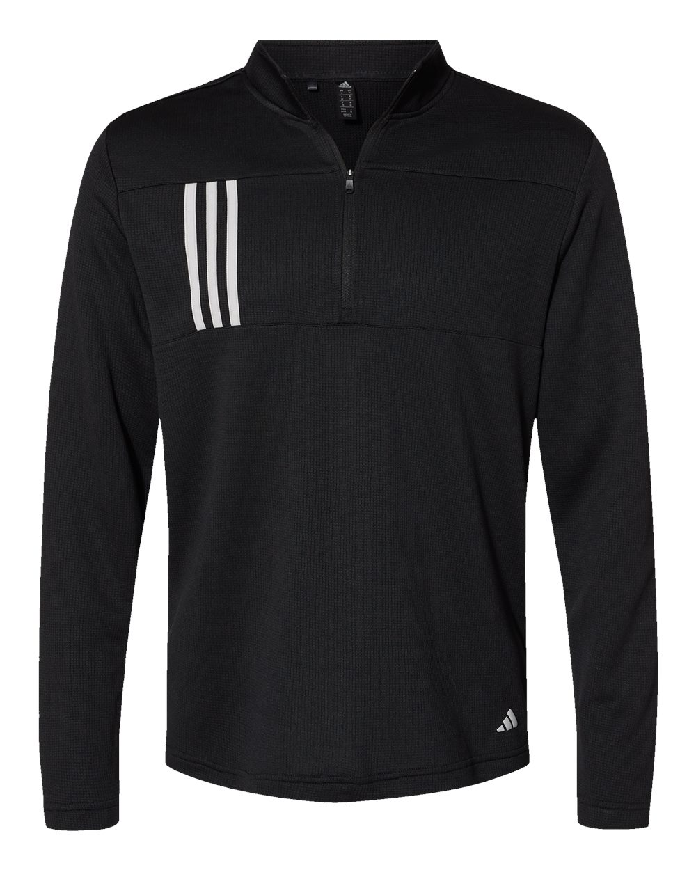 Adidas Men's 3-Stripes Double-Knit Quarter-Zip Pullover. A482 - Black/ Grey Two