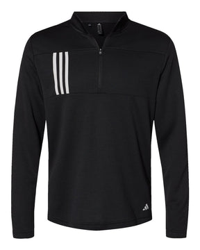 Adidas Men's 3-Stripes Double-Knit Quarter-Zip Pullover. A482 - Black/ Grey Two