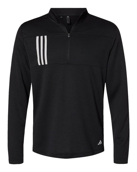 Adidas Men's 3-Stripes Double-Knit Quarter-Zip Pullover. A482 - Black/ Grey Two