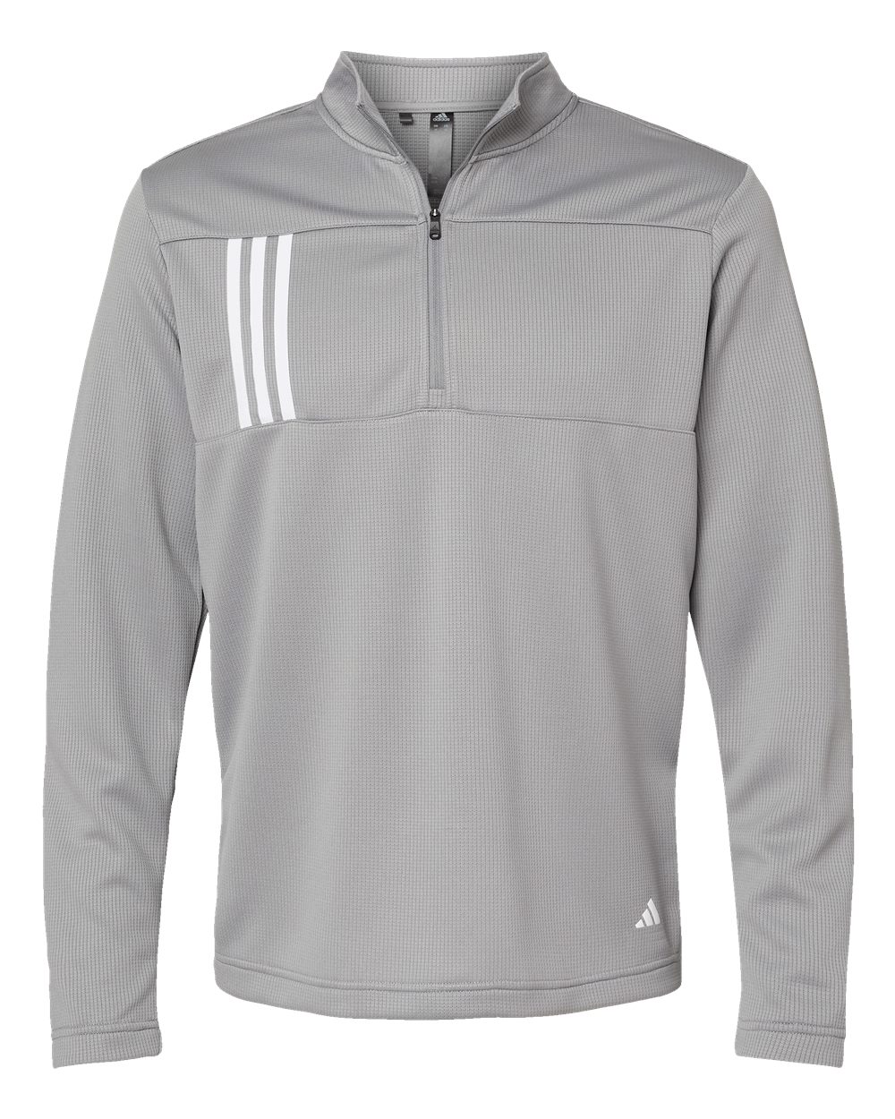 Adidas Men's 3-Stripes Double-Knit Quarter-Zip Pullover. A482 - Grey Three/ White