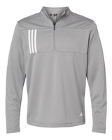 Adidas Men's 3-Stripes Double-Knit Quarter-Zip Pullover. A482 - Grey Three/ White