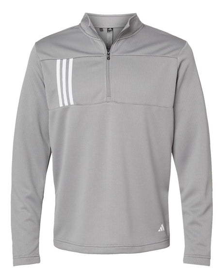 Adidas Men's 3-Stripes Double-Knit Quarter-Zip Pullover. A482 - Grey Three/ White
