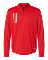 Adidas Men's 3-Stripes Double-Knit Quarter-Zip Pullover. A482 - Team Collegiate Red/ Grey Two