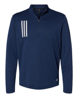Adidas Men's 3-Stripes Double-Knit Quarter-Zip Pullover. A482 - Team Navy Blue/ Grey Two