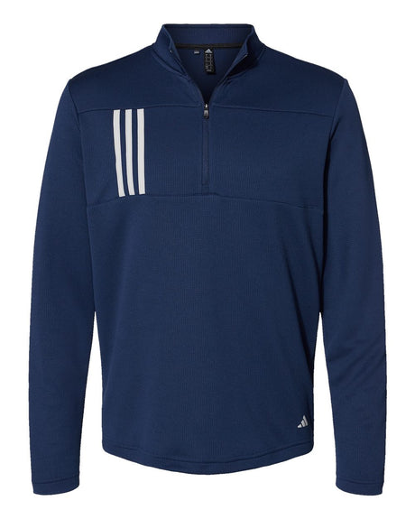 Adidas Men's 3-Stripes Double-Knit Quarter-Zip Pullover. A482 - Team Navy Blue/ Grey Two