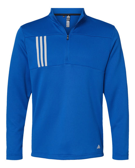 Adidas Men's 3-Stripes Double-Knit Quarter-Zip Pullover. A482 - Team Royal/ Grey Two