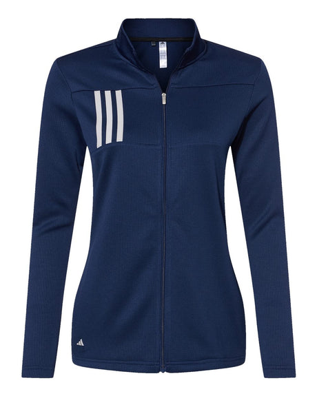 Adidas Women's 3-Stripes Double Knit Full-Zip Jacket. A483 - Team Navy Blue/ Grey Two