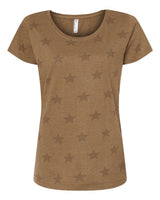 Code Five Women's Star Print Scoop Neck Tee. 3629 - Coyote Brown Star