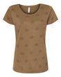 Code Five Women's Star Print Scoop Neck Tee. 3629 - Coyote Brown Star