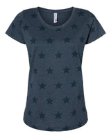 Code Five Women's Star Print Scoop Neck Tee. 3629 - Denim Star