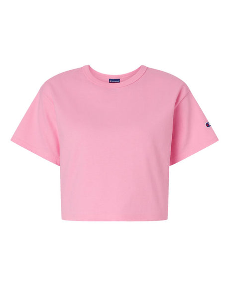Champion Women's Heritage Jersey Crop T-Shirt. T453W - Pink Candy