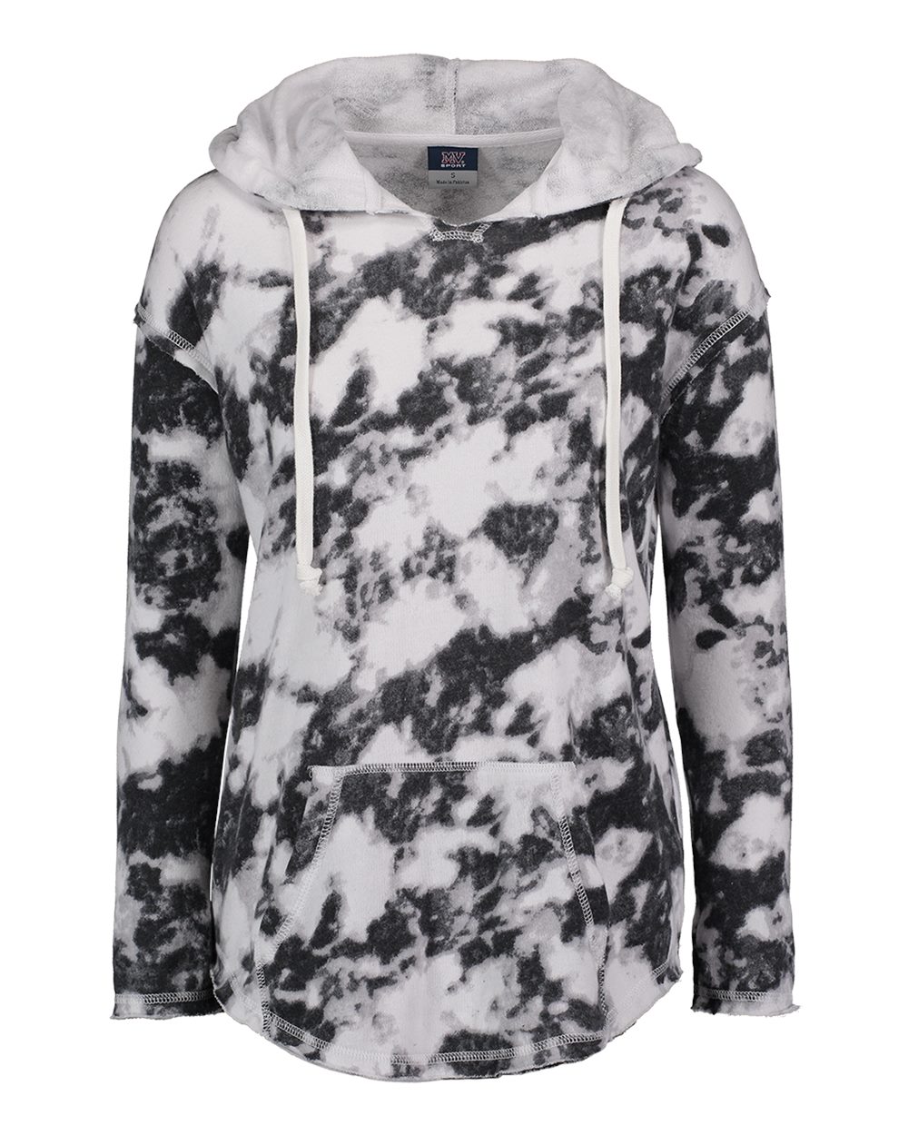 MV Sport Women's Angel Terry Nora Pullover. W17122 - Greyscale Tie Dye