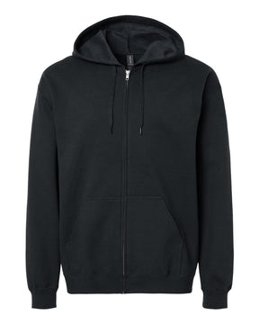 Gildan Unisex Softstyle® Midweight Full-Zip Hooded Sweatshirt. SF600 - Black
