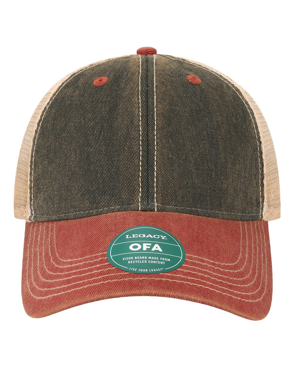 LEGACY Old Favorite Trucker Cap. OFA - Black/ Cardinal/ Khaki