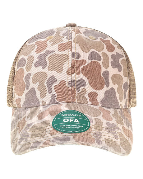 LEGACY Old Favorite Trucker Cap. OFA - Stone Duck Camo/ Java
