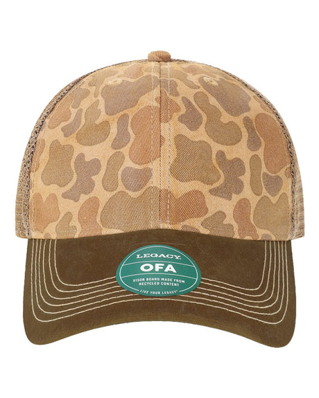 LEGACY Old Favorite Trucker Cap. OFA - Camel Duck Camo/ Java