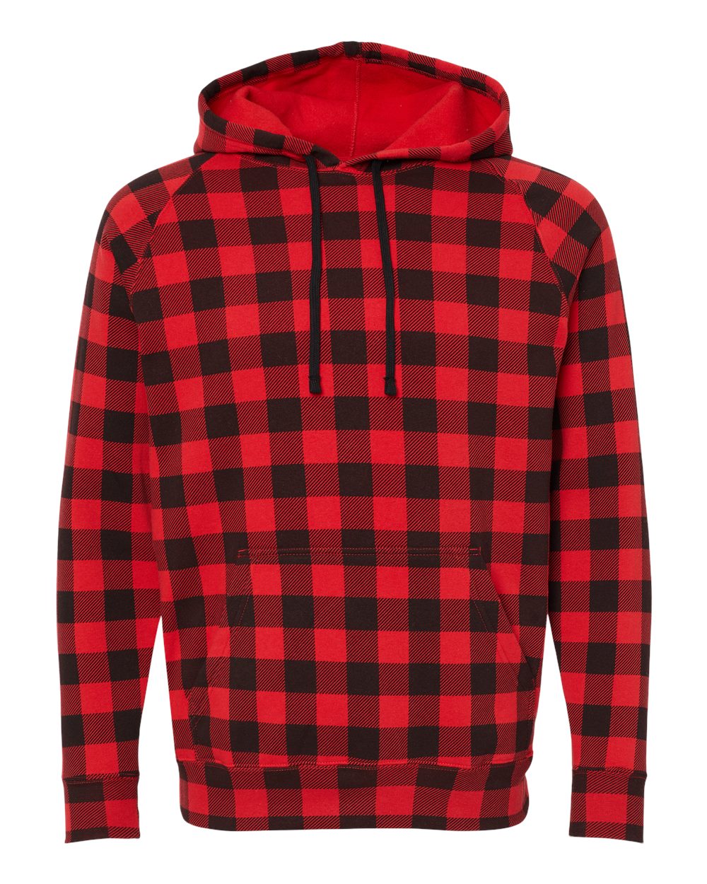 Independent Trading Co. Unisex Special Blend Raglan Hooded Sweatshirt. PRM33SBP - Red Buffalo Plaid