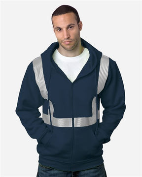 Bayside USA-Made Hi-Visibility Full-Zip Hooded Sweatshirt - Segmented Tape. 3737