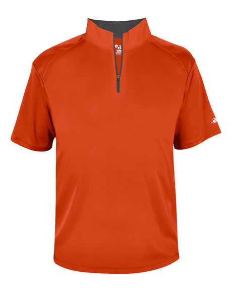 Badger Men's B-Core Short Sleeve Quarter-Zip. 4199 - Burnt Orange/ Graphite