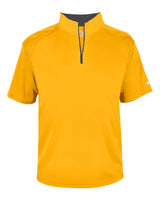 Badger Men's B-Core Short Sleeve Quarter-Zip. 4199 - Gold/ Graphite