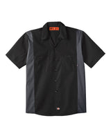 Dickies Men's Tall Industrial Colorblocked Short Sleeve Shirt. LS524T - Black/ Dark Charcoal