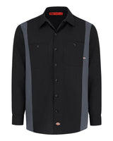 Dickies Men's Industrial Colorblocked Long Sleeve Shirt. 5524 - Black/ Dark Charcoal