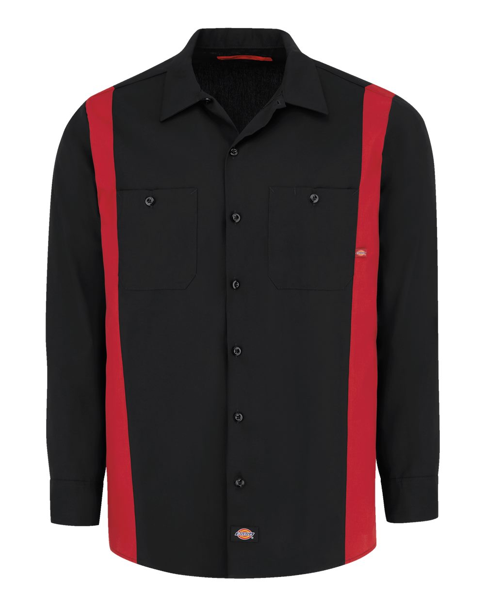 Dickies Men's Industrial Colorblocked Long Sleeve Shirt. 5524 - Black/ English Red
