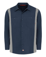 Dickies Men's Tall Industrial Colorblocked Long Sleeve Shirt. 5524T - Dark Navy/ Smoke