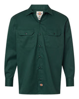 Dickies Men's Long Sleeve Work Shirt. 5574 - Hunter Green