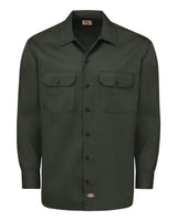 Dickies Men's Tall Long Sleeve Work Shirt. 5574T - Olive Green