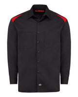 Dickies Men's Tall Long Sleeve Performance Team Shirt. 6605T - Black/ English Red