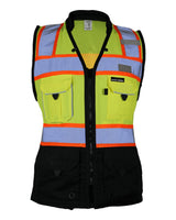 Kishigo Women's Premium Black Series® Heavy Duty Surveyors Vest. S5021-5022 - Lime